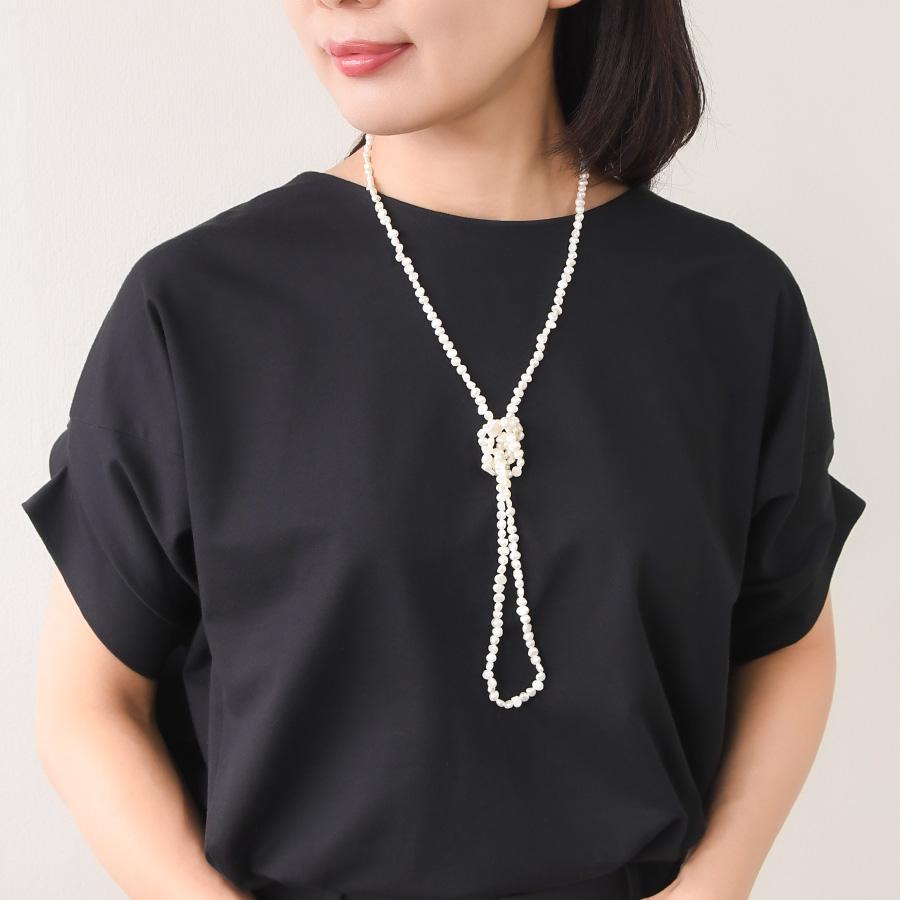 100cm バロックパール ロングネックレス ホワイト ピンク 愛らしいケシバロック エンドレス | 