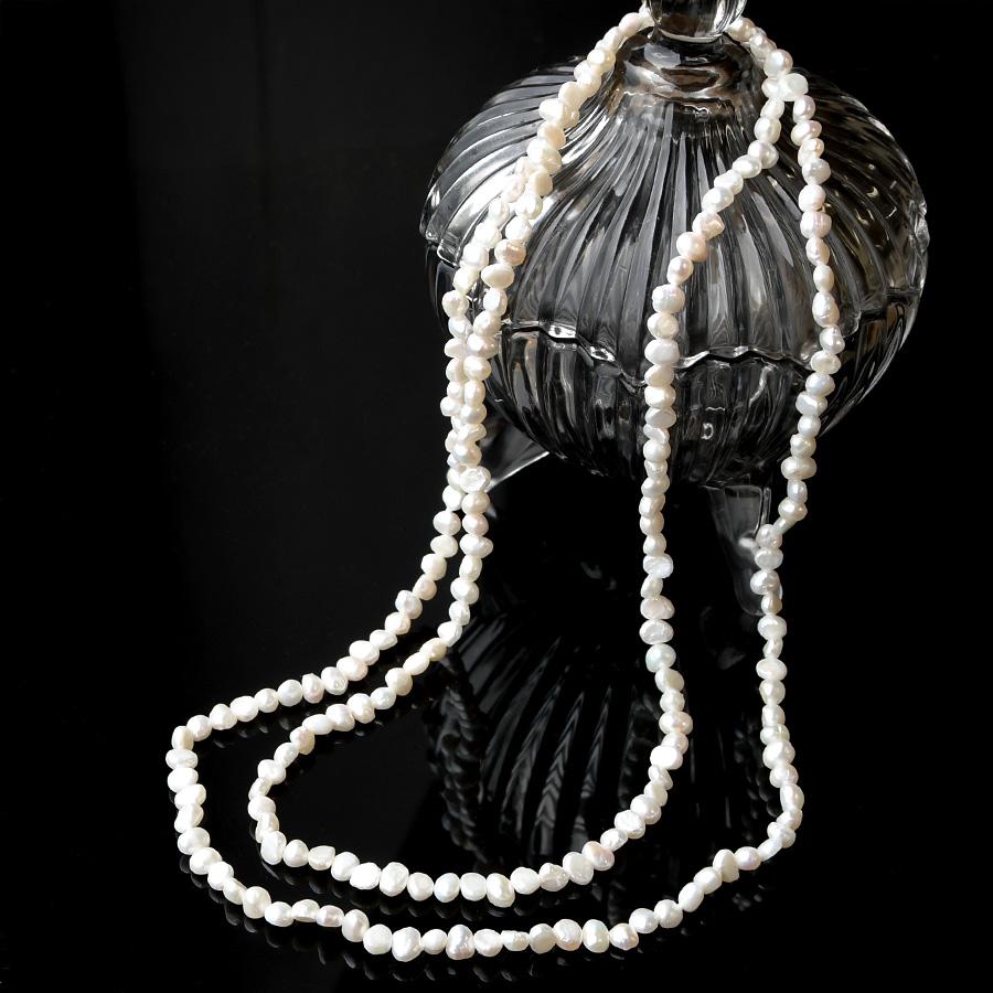 100cm バロックパール ロングネックレス ホワイト ピンク 愛らしいケシバロック エンドレス |  | 02