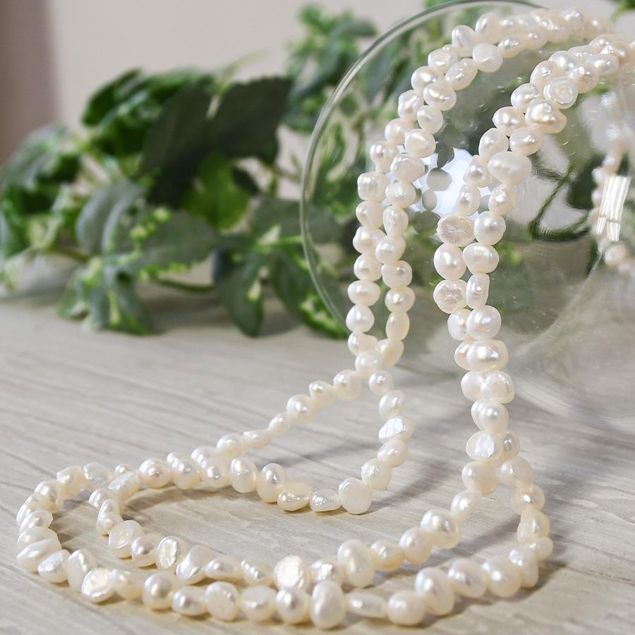 100cm バロックパール ロングネックレス ホワイト ピンク 愛らしいケシバロック エンドレス |  | 05