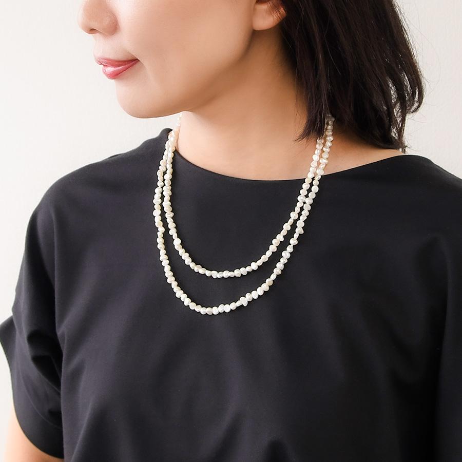 100cm バロックパール ロングネックレス ホワイト ピンク 愛らしいケシバロック エンドレス |  | 06