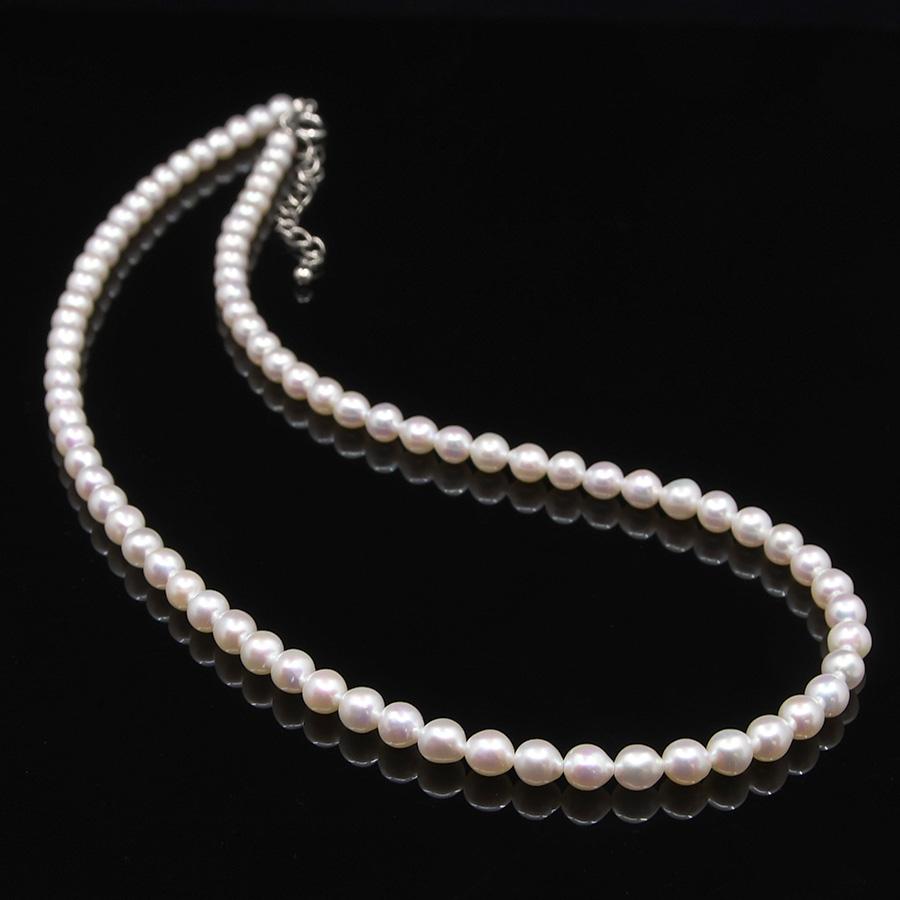 ホワイト ベビーパール ネックレス 4mm 有核 淡水真珠 特級てり NA11 | 