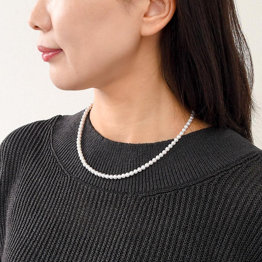 ホワイト ベビーパール ネックレス 4mm 有核 淡水真珠 特級てり NA11 |  | 01