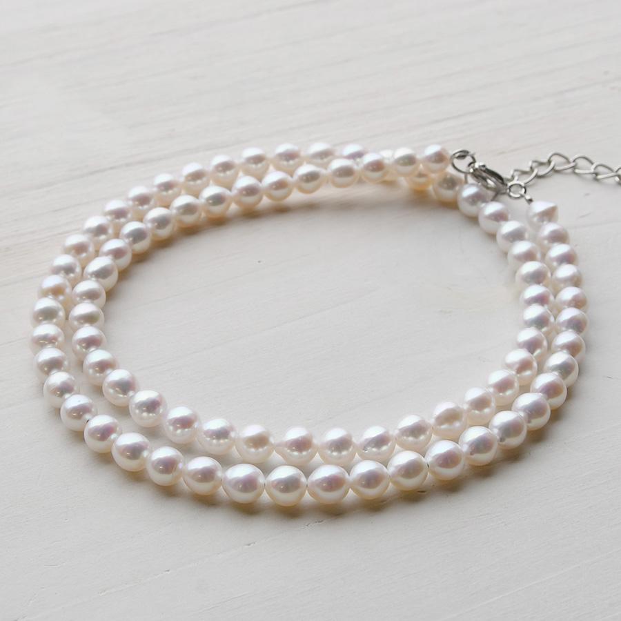 ホワイト ベビーパール ネックレス 4mm 有核 淡水真珠 特級てり NA11 |  | 02