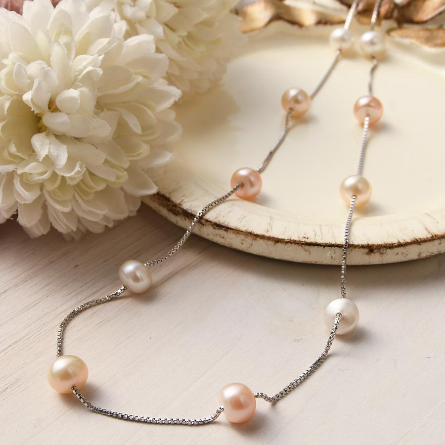 マルチカラー 淡水真珠 ステーション ネックレス KA60 : ルコリエYahoo