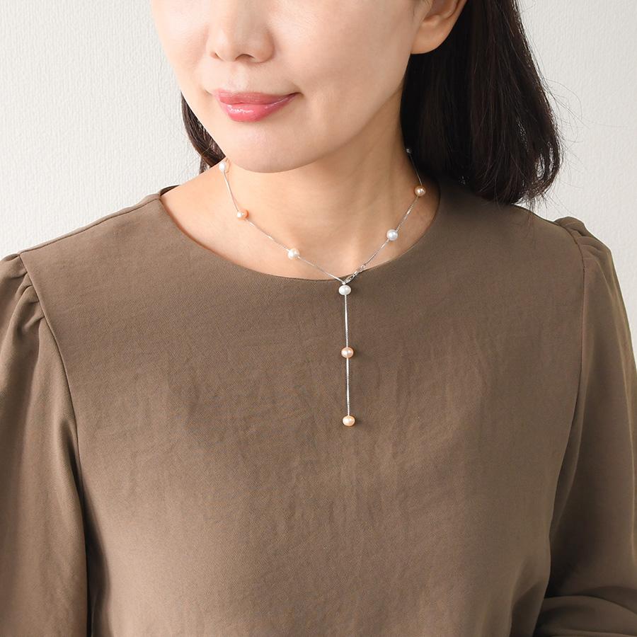 マルチカラー 淡水真珠 ステーション ネックレス KA60 : ルコリエYahoo