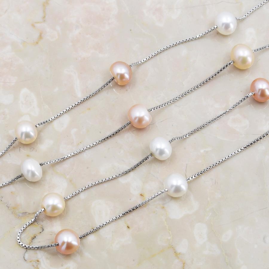 マルチカラー 淡水真珠 ステーション ネックレス KA60 : ルコリエYahoo