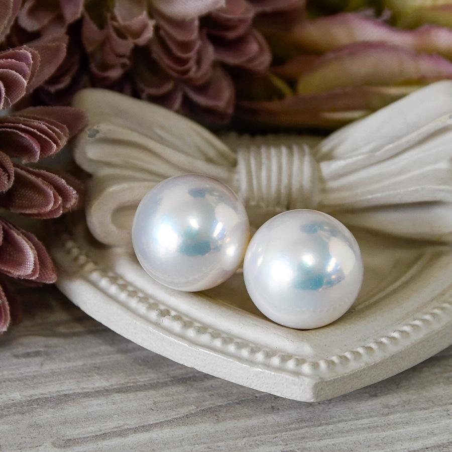 も*も様 ルコリエ　特大 13mm ホワイト ボタン 淡水真珠 ピアス k18 も*も様 ルコリエ 特大 13mm ホワイト ボタン 淡水真珠 ピアス k18 も