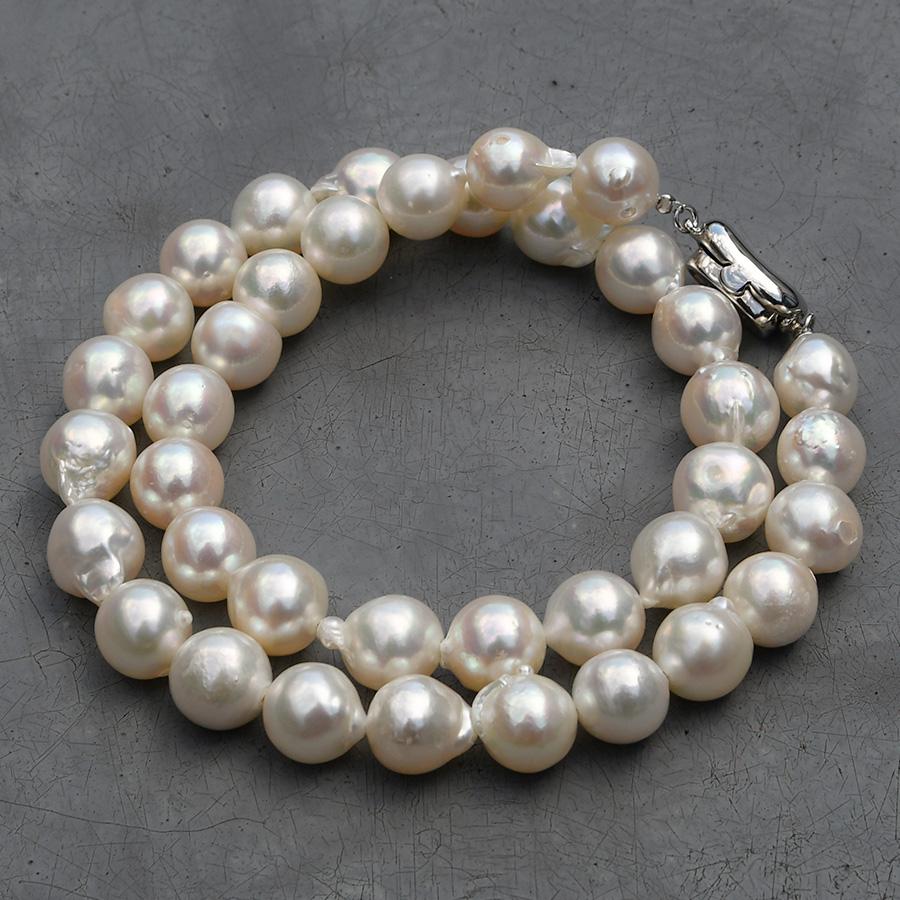 特大 10-10.5mm 無調色 バロック アコヤ真珠 ネックレス 鑑別書付