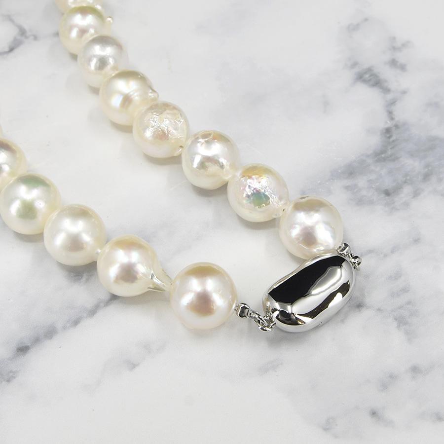 特大 10-10.5mm 無調色 バロック アコヤ真珠 ネックレス 鑑別書付