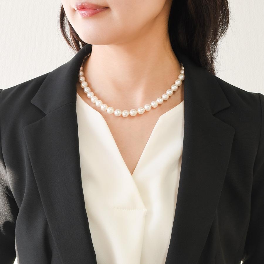 最大級・照り強✨️】あこや真珠 ネックレス 9.0-9.5mm 無調色 無調