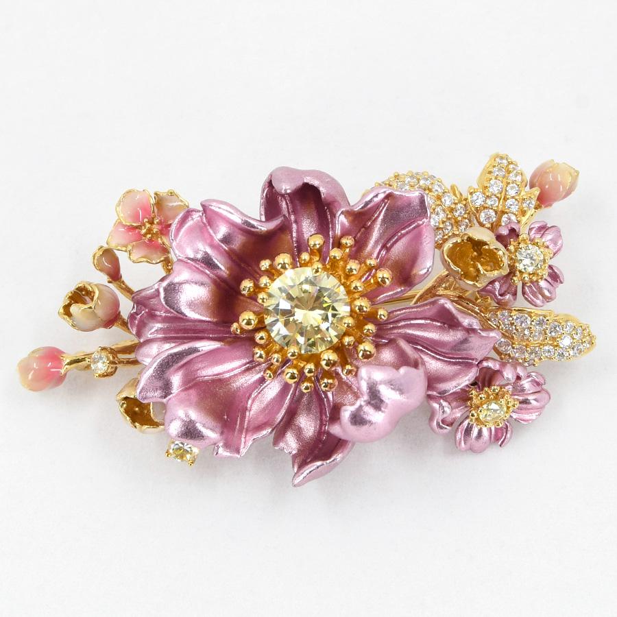 ピンク フラワー ブローチ エナメル メタリック KA18 2PS0178201300GP |  | 04