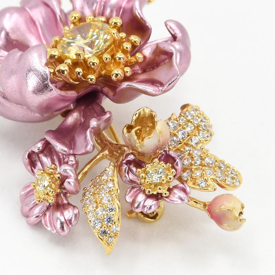 ピンク フラワー ブローチ エナメル メタリック KA18 2PS0178201300GP |  | 05