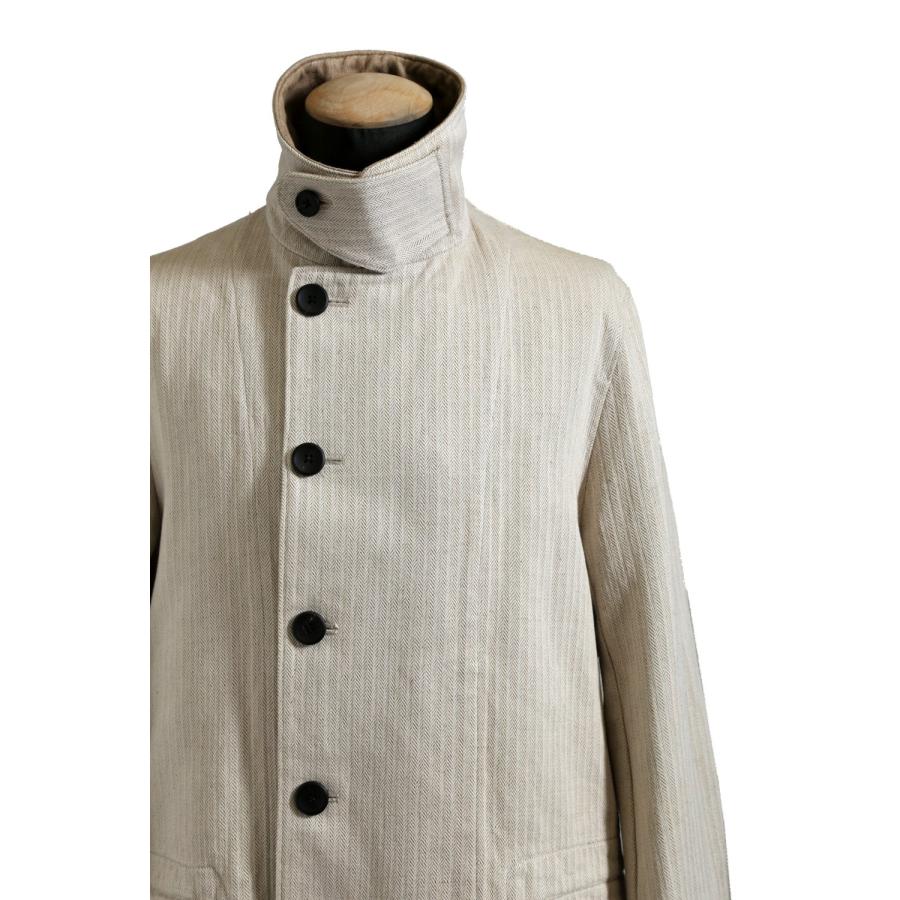 sus-sous 美品 motor cycle middle coat / C43L57 herringborn washer / size 7 (NATURAL) シュスー 中古 コート｜leconstruction｜03
