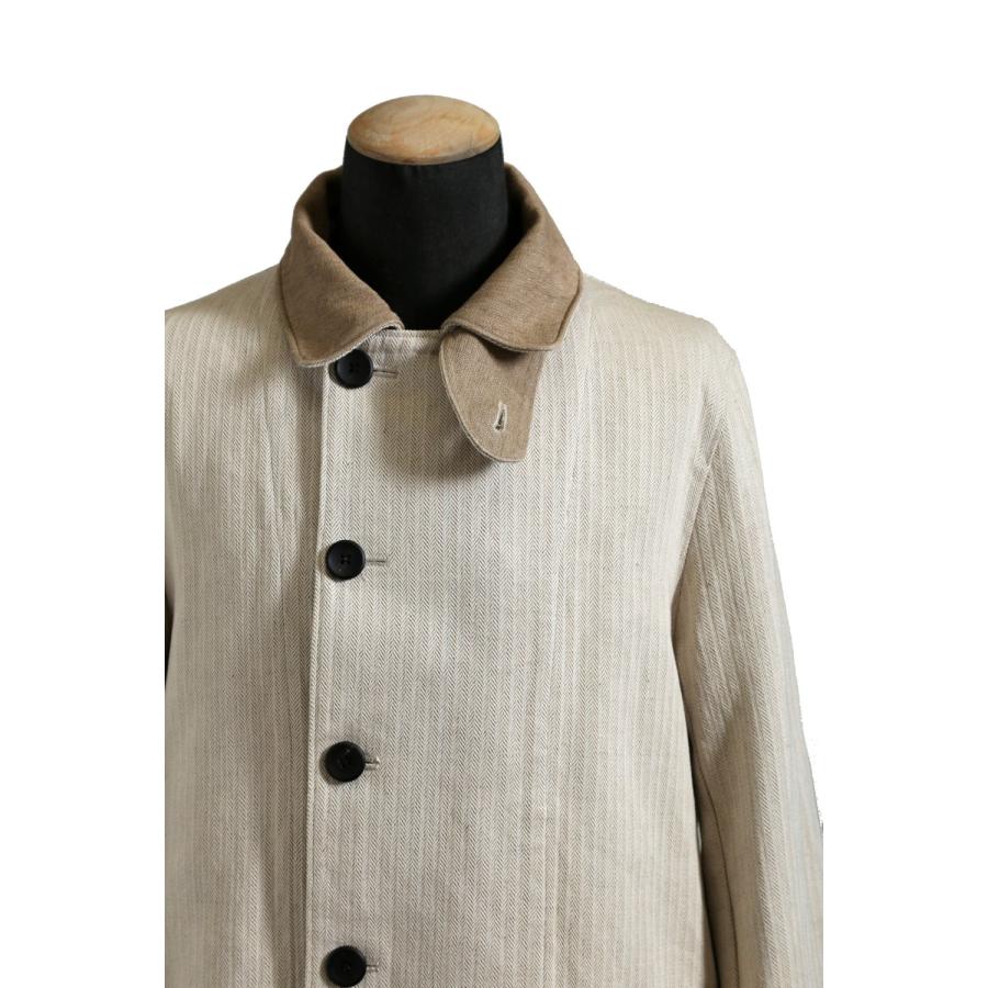 sus-sous 美品 motor cycle middle coat / C43L57 herringborn washer / size 7 (NATURAL) シュスー 中古 コート｜leconstruction｜04