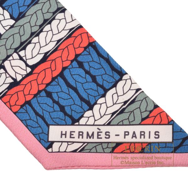 HERMES エルメス ツイリー トレスH ブルーコバルト/ローズ/ヴェール 