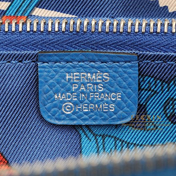 H*O様 【極美品】37-エルメス アザップ シルクイン ヴォーエプソン ブルー エルメス アザップ シルクイン コンパクト ブラック/ ブルー