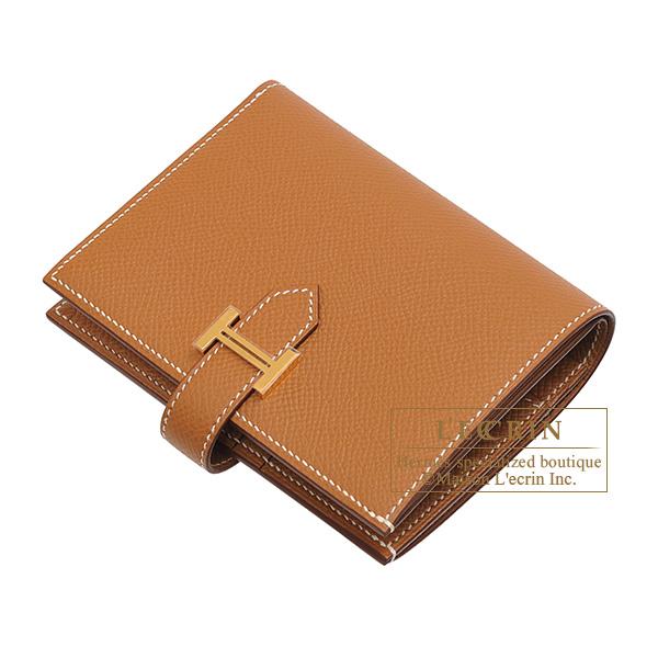 エルメス ベアンコンパクト ヴォーエプソン コンパクトウォレット ゴールド金具 HERMES（エルメス） ベアンコンパクト ゴールド ヴォーエプソン