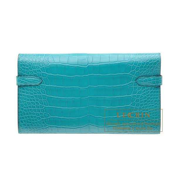 HERMES エルメス ケリーウォレットロング ブルーパオン クロコダイル 