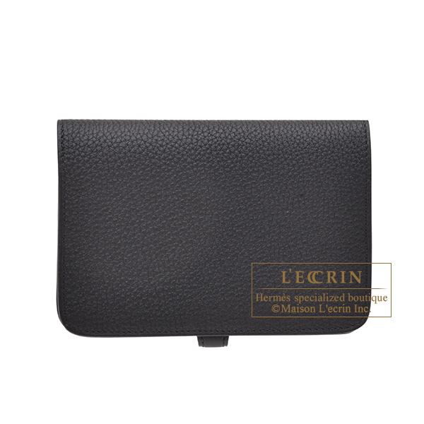 HERMES（エルメス） ドゴンコンパクト ブラック トゴ シルバー金具