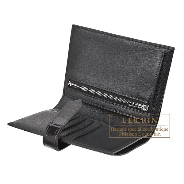 HERMES エルメス ベアンコンパクト ブラック クロコダイル HERMES エルメス ベアンコンパクト ブラック クロコダイル