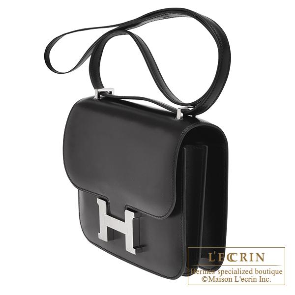 【最終値下】美品 エルメス モカシン 37.5ブラック シルバー金具 箱保存袋 HERMES（エルメス） コンスタンスミニ ミラー ブラック ボックスカーフ