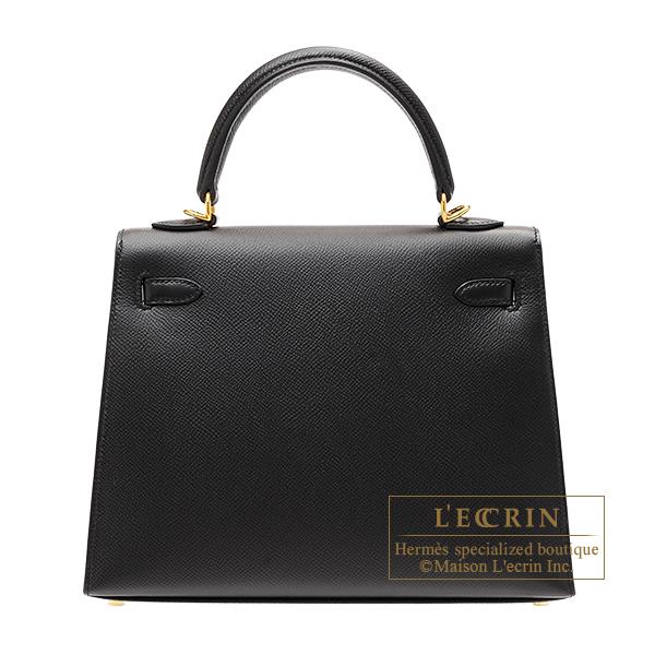 外縫い ヴォーエプソン ブラック ゴールド金具 黒 ショルダーバッグ Kelly エルメス ケリー25/外縫い ブラック ヴォーエプソン ゴールド