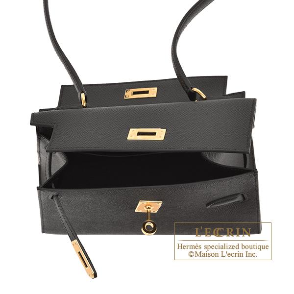エルメス ショルダー バッグ ケリー20 無秩序 外縫い ブラック