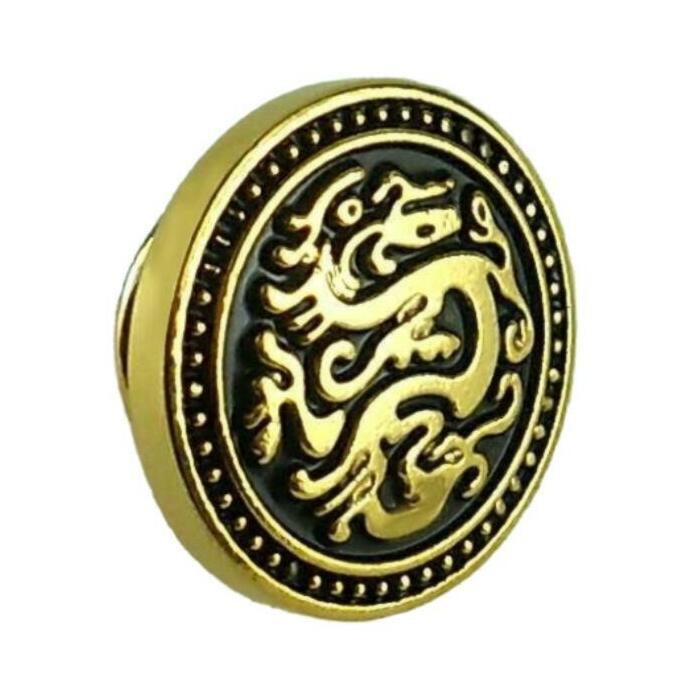 ピンバッジ ピンズ ラペルピン ブローチ ドラゴン 竜 龍 B ゴールド