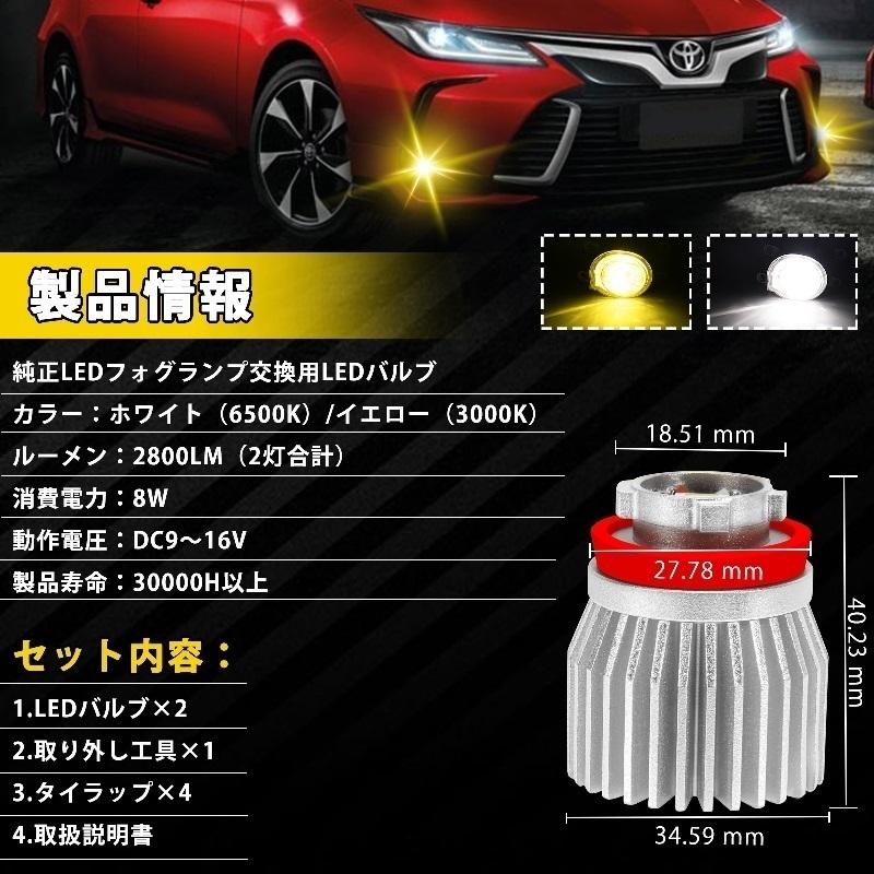 カローラツーリング 210系 LED 純正フォグ交換用バルブ イエロー