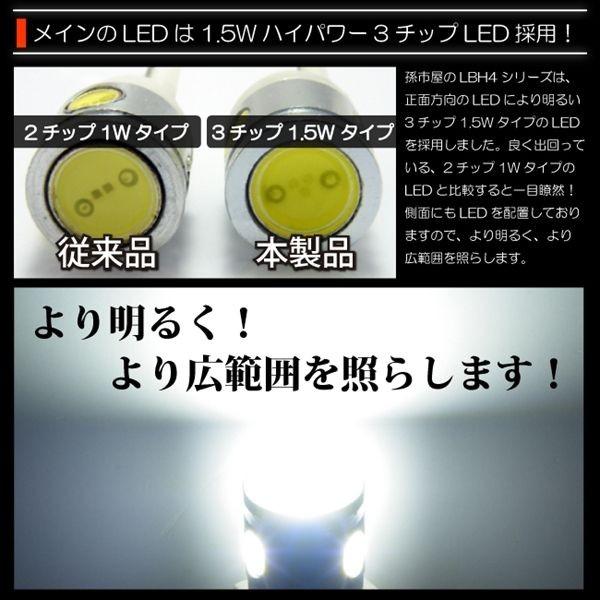 T10 バルブ LED 爆光拡散タイプ ポジション ナンバー灯 ルーム等 3.0wパワーLED×4 ホワイト/白  1個入 アルミヒートシンク 孫市屋｜led-mago1shop｜02