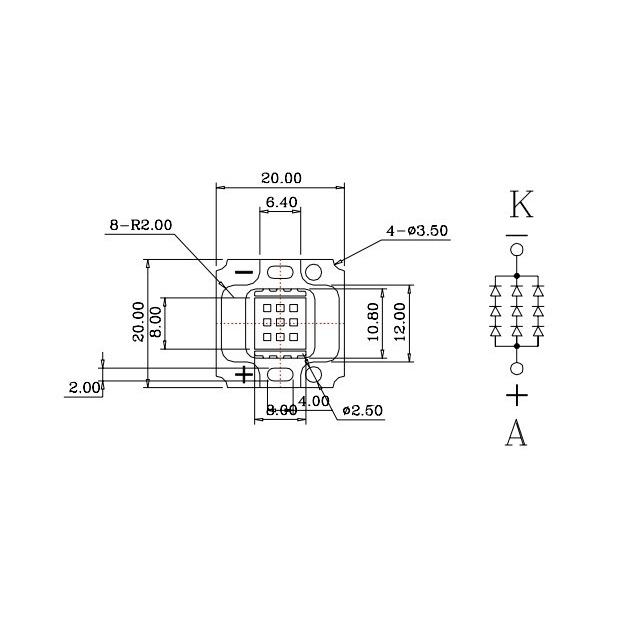 高品質 高効率 10W UV 紫外線 紫色 紫 380nm 375nm-382nm ハイパワーLED素子 ブラックライト アクアリウム サンゴ 水槽などに LED 発光ダイオード｜ledg｜05