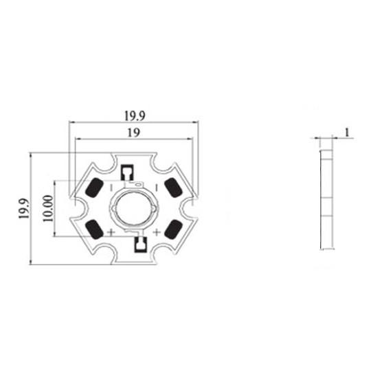 3W 白色 白 コールドホワイト 20000K ハイパワーLED素子 （20mm スター