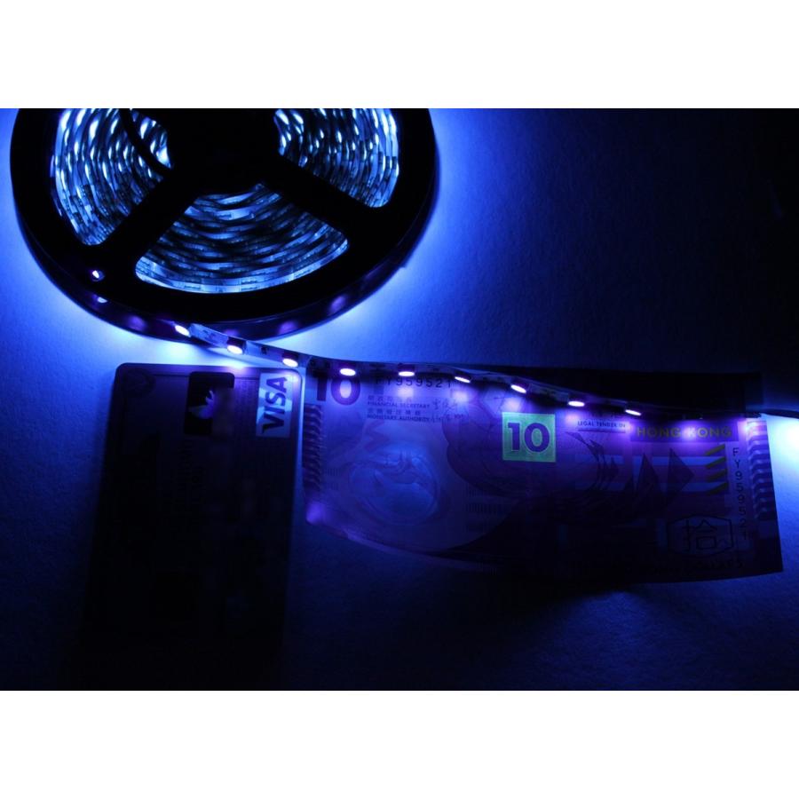 UV 紫外線 紫色 395nm LEDテープ ブラックライト 正面発光 1m単位で切り売り 高輝度 5050SMD 60個使用 100cm 1000mm LED 発光ダイオード｜ledg｜02