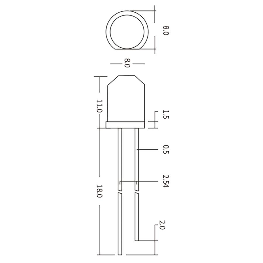 8mm ダイヤモンドカットLED 超広角 白色 白 ホワイト 超高輝度 透明