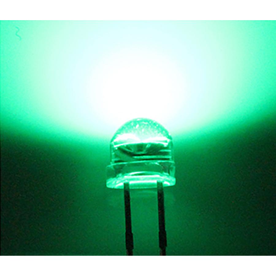 □ 5mm 帽子型 超広角 LED 緑色 グリーン 高輝度 透明クリアレンズ