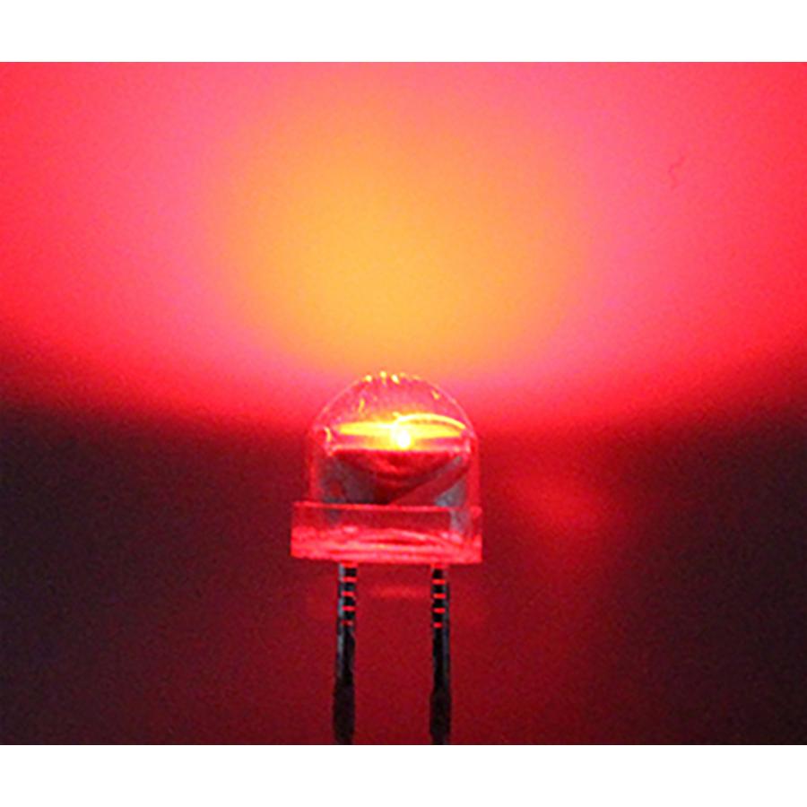□ 5mm 帽子型 超広角 LED 赤色 レッド 高輝度 透明クリアレンズクリア