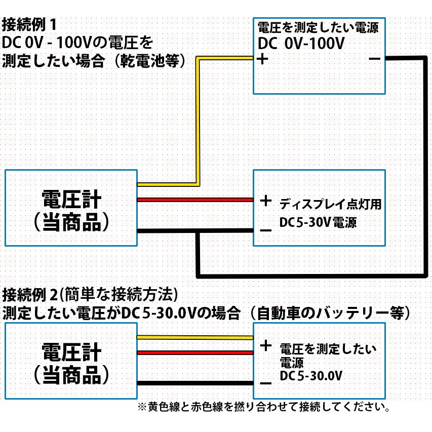 小型 デジタル電圧計 赤色表示/青色表示/緑色表示 ボルトメーター　DC0V-DC100Vまで測定可能！ 電圧計 |  | 01