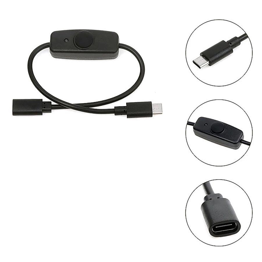 MicroUSB タイプC 延長ケーブル ON/OFF スイッチ付 ブラック USB Type-C 電源スイッチ スイッチ付き延長ケーブル オンオフスイッチ