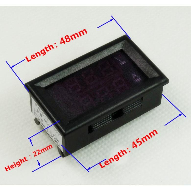 デジタル 電圧計 電流計 DC100V 10A まで測定可 暗所でもOK 赤色 LED 
