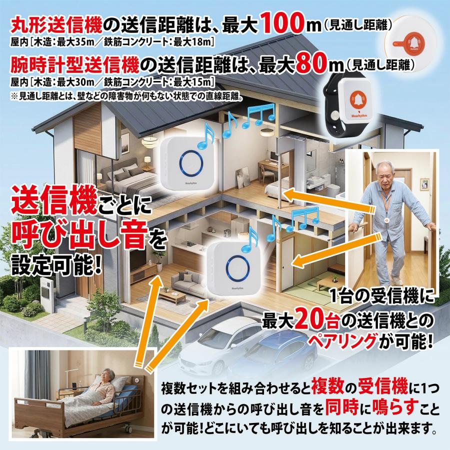 ワイヤレス呼び出しベル おまもりベル ダブル送信機セット 【乾電池と