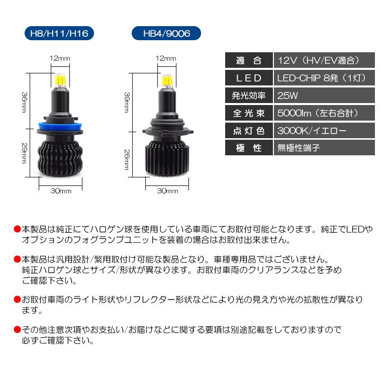 MS31S/MS41S フレアクロスオーバー LED フォグランプ H8/H16 25W 5000ルーメン 360度 全方向拡散 3000K/イエロー 車検対応｜leendome｜08