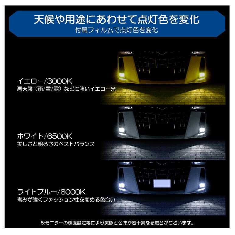 最適 200系 中期 ランドクルーザー/ランクル LED フォグランプ H16 50W ZES 12000ルーメン リフレクター拡散照射 3色切替 イエロー/ホワイト/ライトブルー