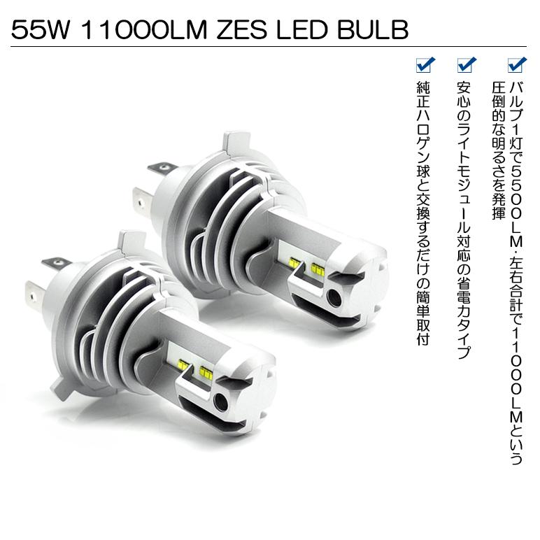 L650S/L660S ミラジーノ LED ヘッドライト H4 Hi/Low 切換 55W