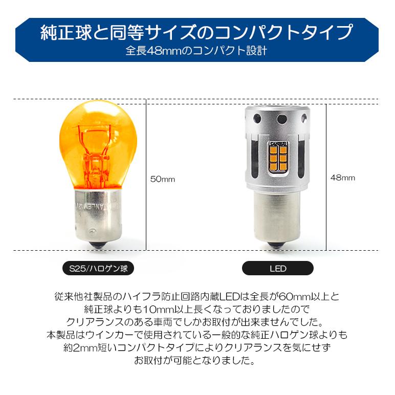 U61W/U62W 前期/後期 タウンボックス LED フロントウインカー S25 ピン角違い キャンバス ハイフラ防止内蔵 CSP-LED 900ルーメン アンバー/オレンジ｜leendome｜06