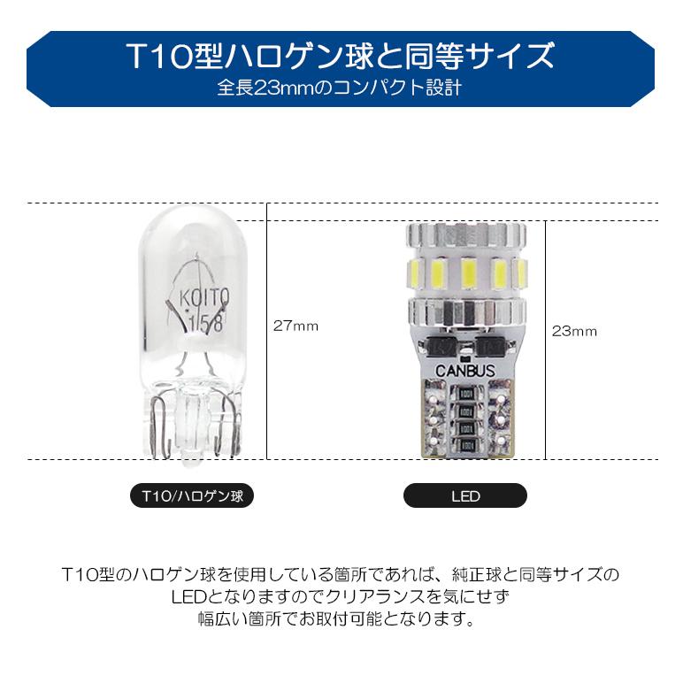 U61V/U62V 前期/後期 ミニキャブバン LED ポジション球 T10/T16 2.4W 3014 SMD LED 全方位拡散 210ルーメン 6000K/ホワイト 車検対応 2個入り｜leendome｜05