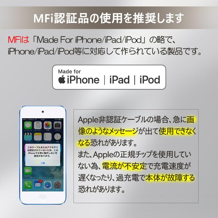 iPhone iPad 急速充電 データ転送 ケーブル type-c ケーブル 電圧チェッカ付き ケーブル MFi ケーブル lightning ケーブル mfi 急速充電ケーブル｜leeor｜03