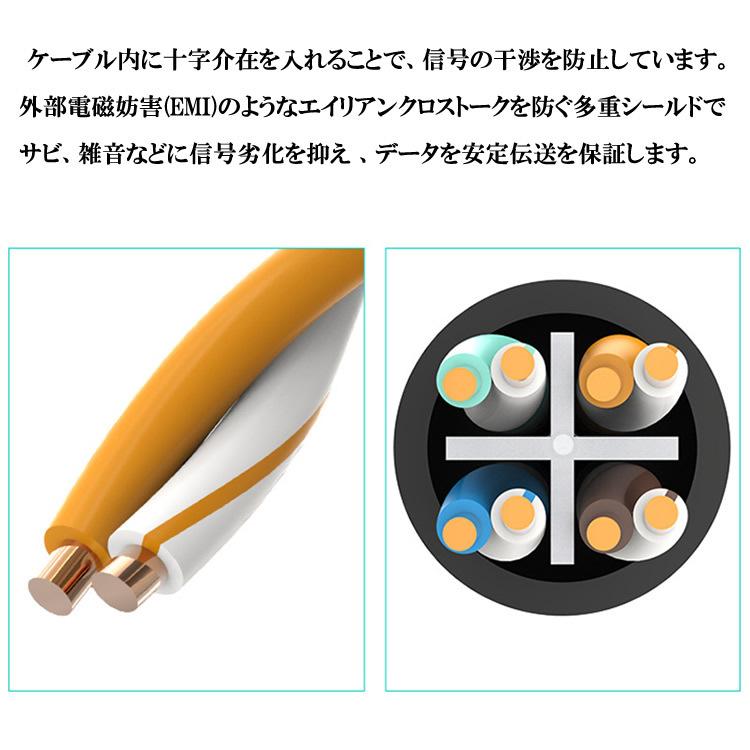 3m LAN 延長ケーブル RJ45 CAT6 LAN延長コネクタ 高速イーサネット Gigabit 有線 LAN 延長コード 爪折れ防止 速度低下防止 パッチコード FTPシー｜leeor｜03