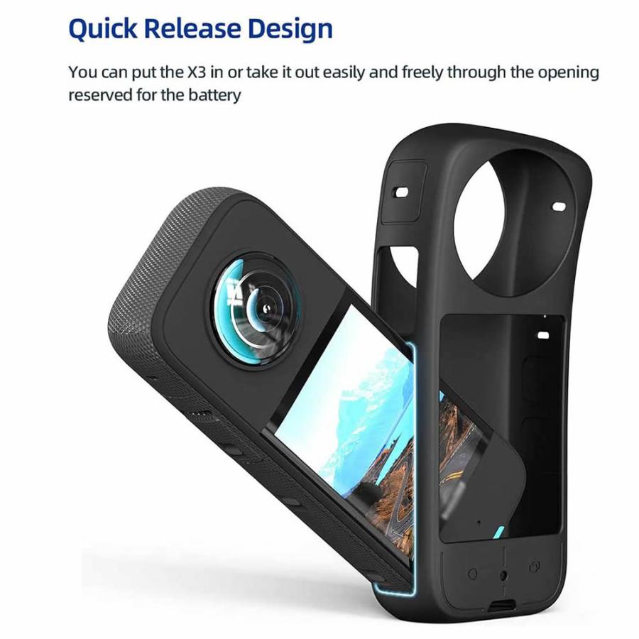 安全 Insta360 X3 アクションカメラ 用保護シリコン カバー レンズ