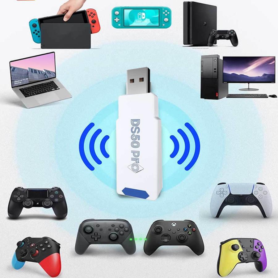 PS5/PS4/Switch/Switch lite/PC用コントローラー変換アダプター 無線