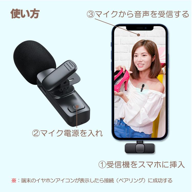 Android iOS iPhone iPad タブレット用ワイヤレスマイクロホン Type-Cマイク クリップマイク コンデンサーマイク ピンマイク  配信者ピンマイク 外付け